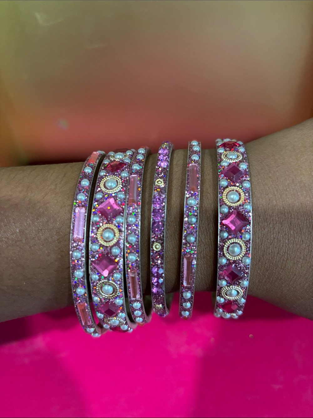 Pink Crystal Multi-Bangle Set - Women Jewelry